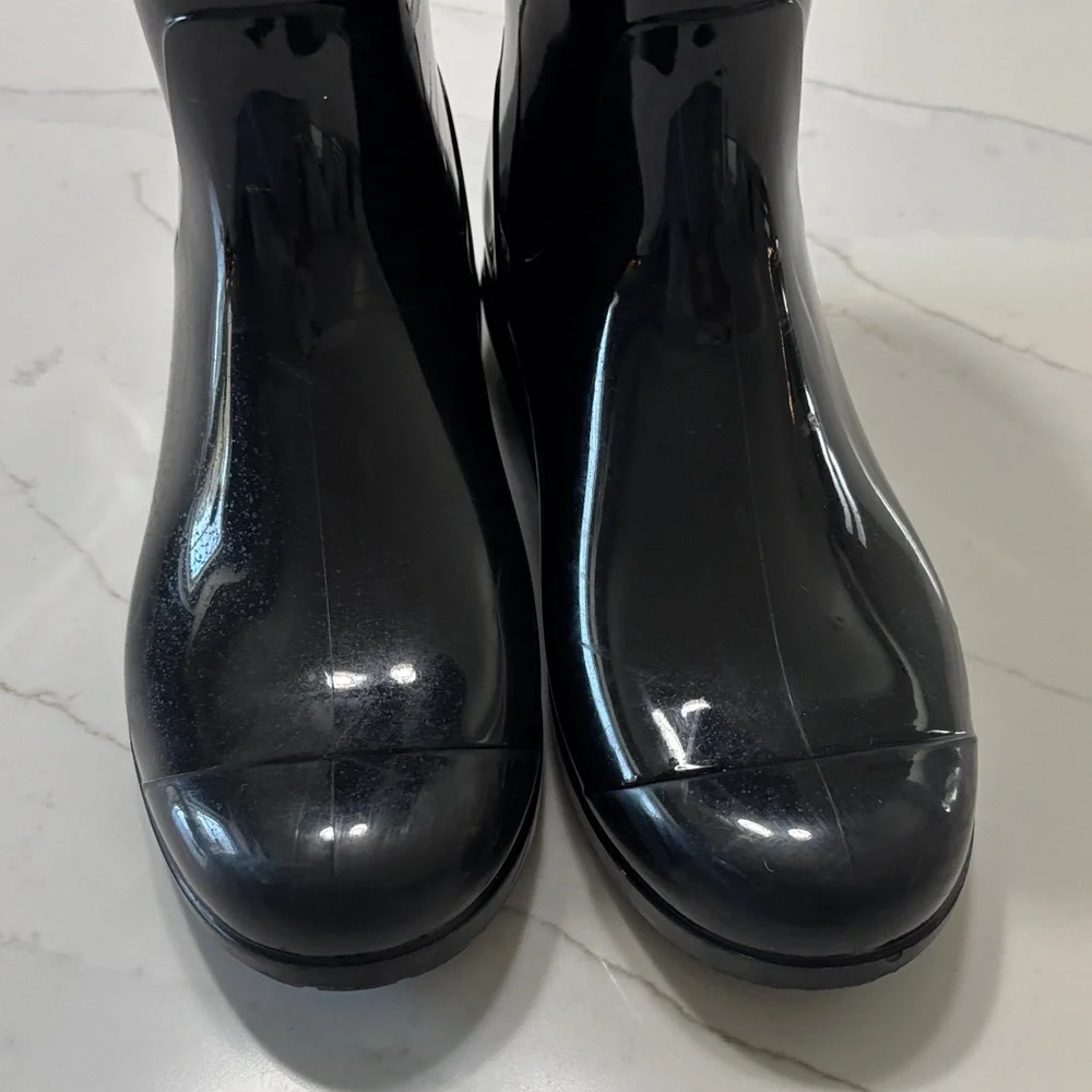 UGG Women's Black Glossy Mid-Calf Rain Boots